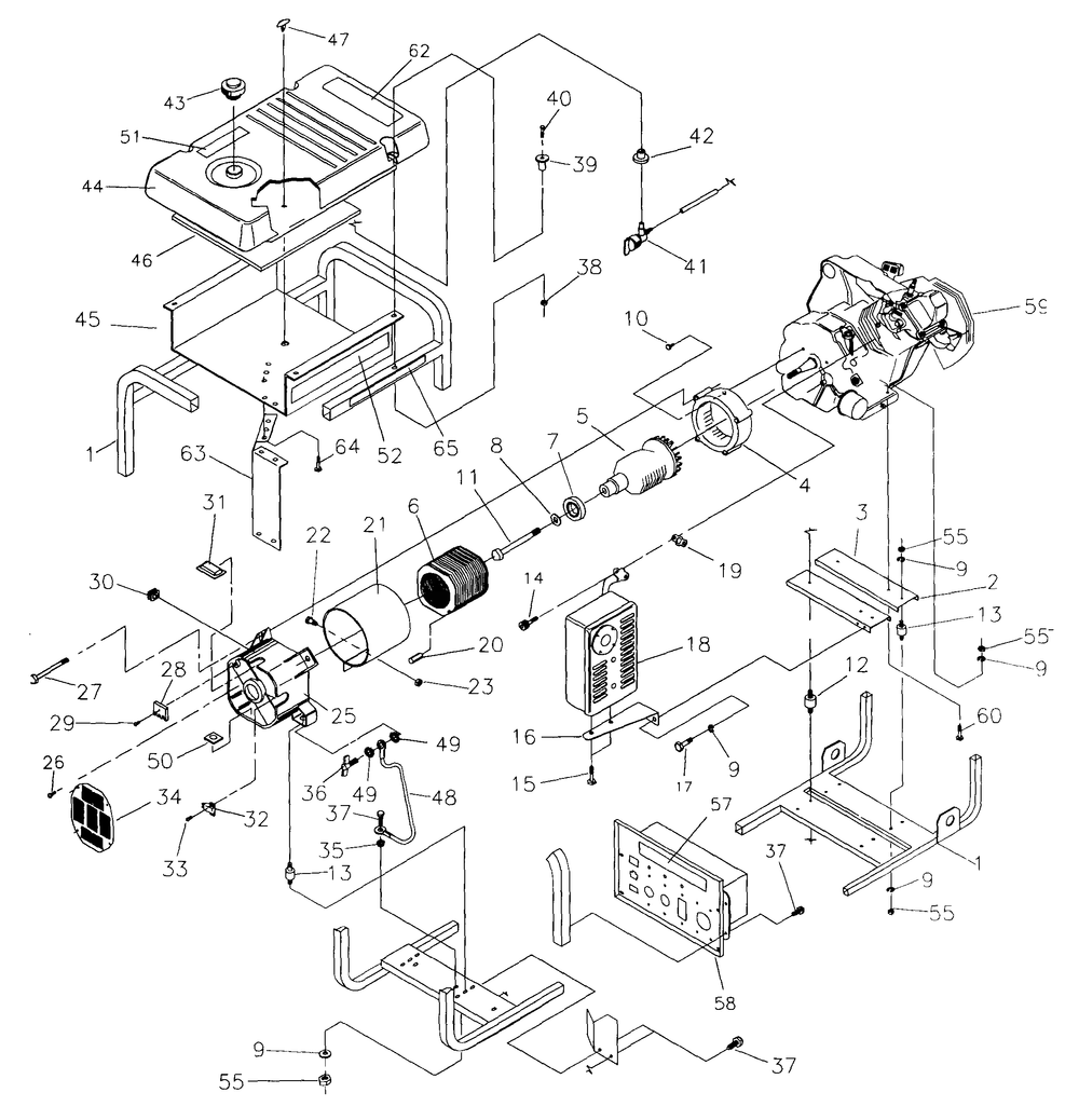Generator Diagram and Parts List for 1017-0-MC7500  Briggs and Stratton Generator